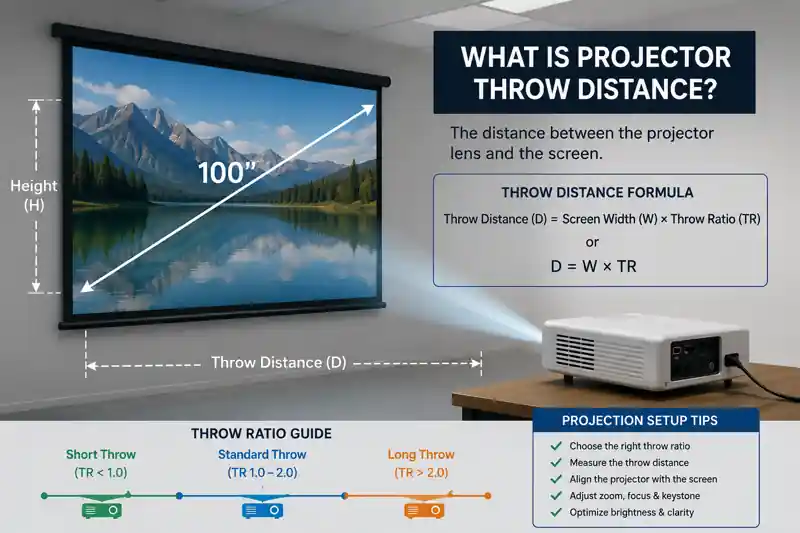 What Is Projector Throw Distance? Formula, Ratio and Projection Setup
